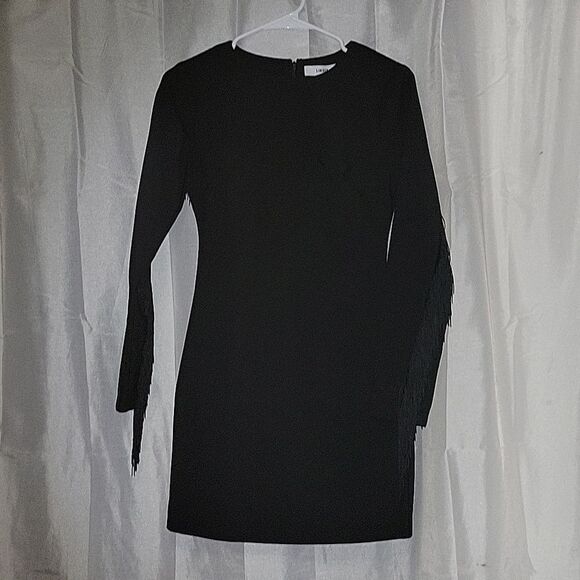 LIKELY black New With tags designer fringed sleeves Sheath dress - Picture 5 of 16